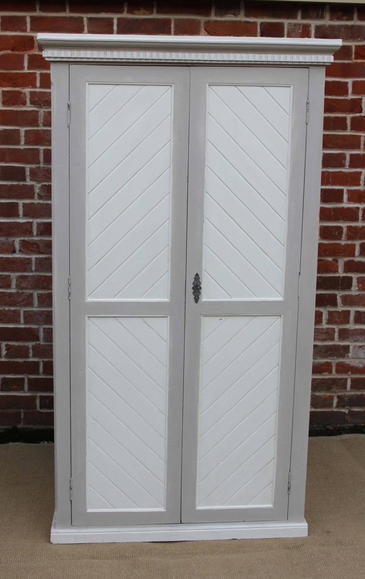 French Painted Two-Door Wardrobe For Sale