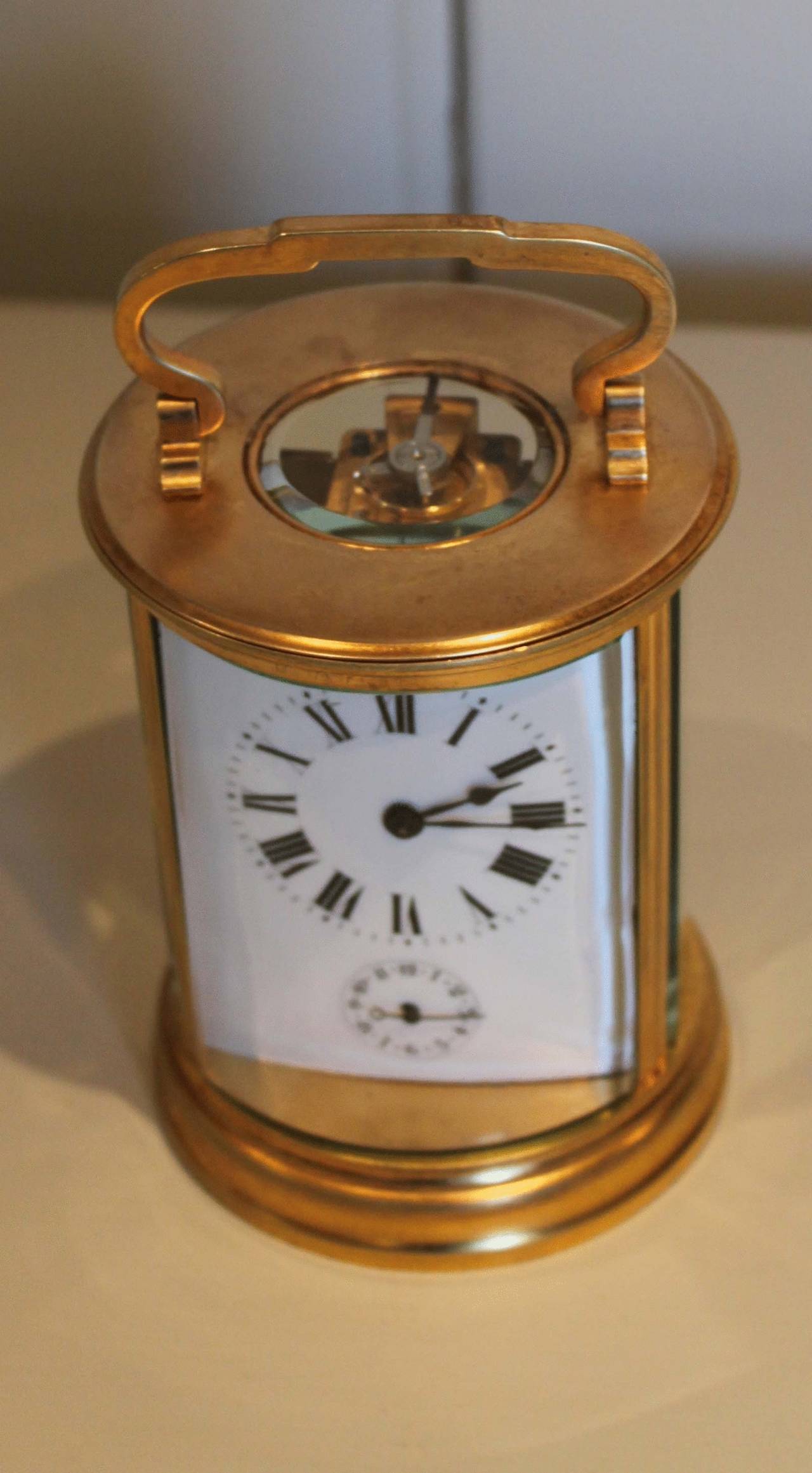 French Unusual Circular Carriage Clock