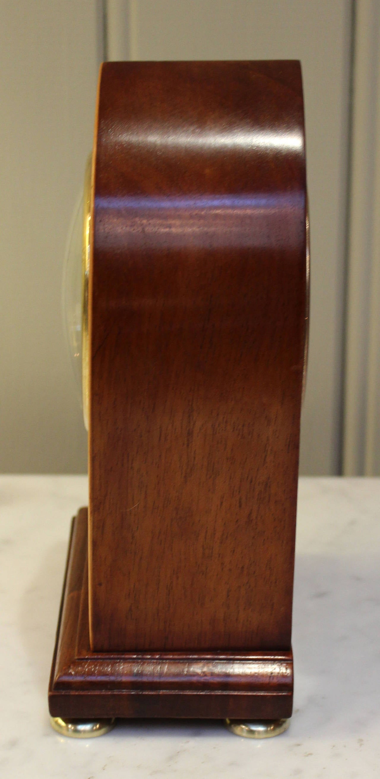 20th Century Edwardian Mahogany Lancet Top Timepiece Mantel Clock