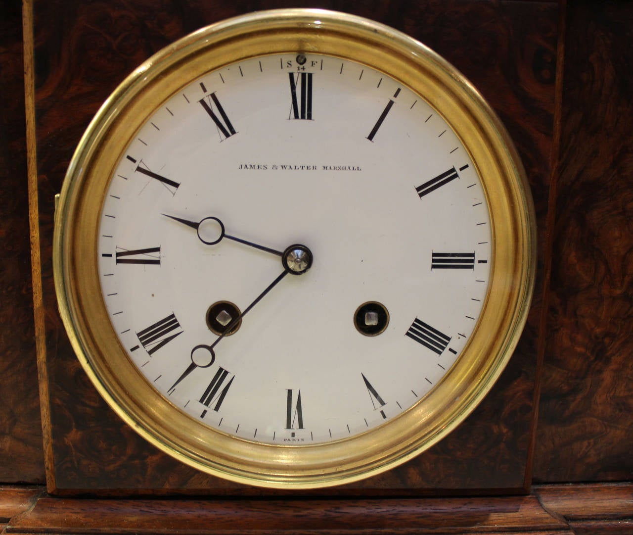 19th Century *Victorian Burr Walnut Bell Striking Mantel Clock