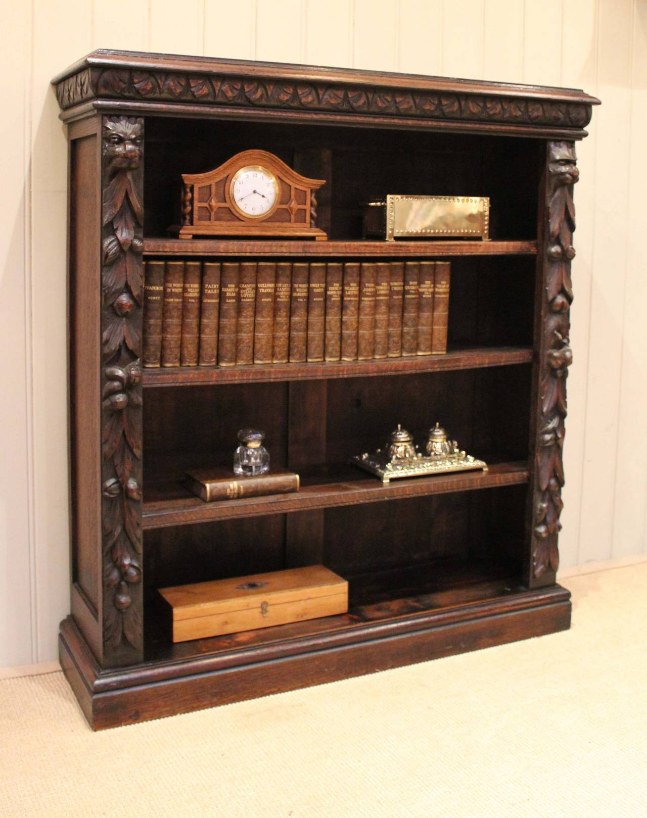 Gothic Dark Oak Open Bookcase at 1stDibs