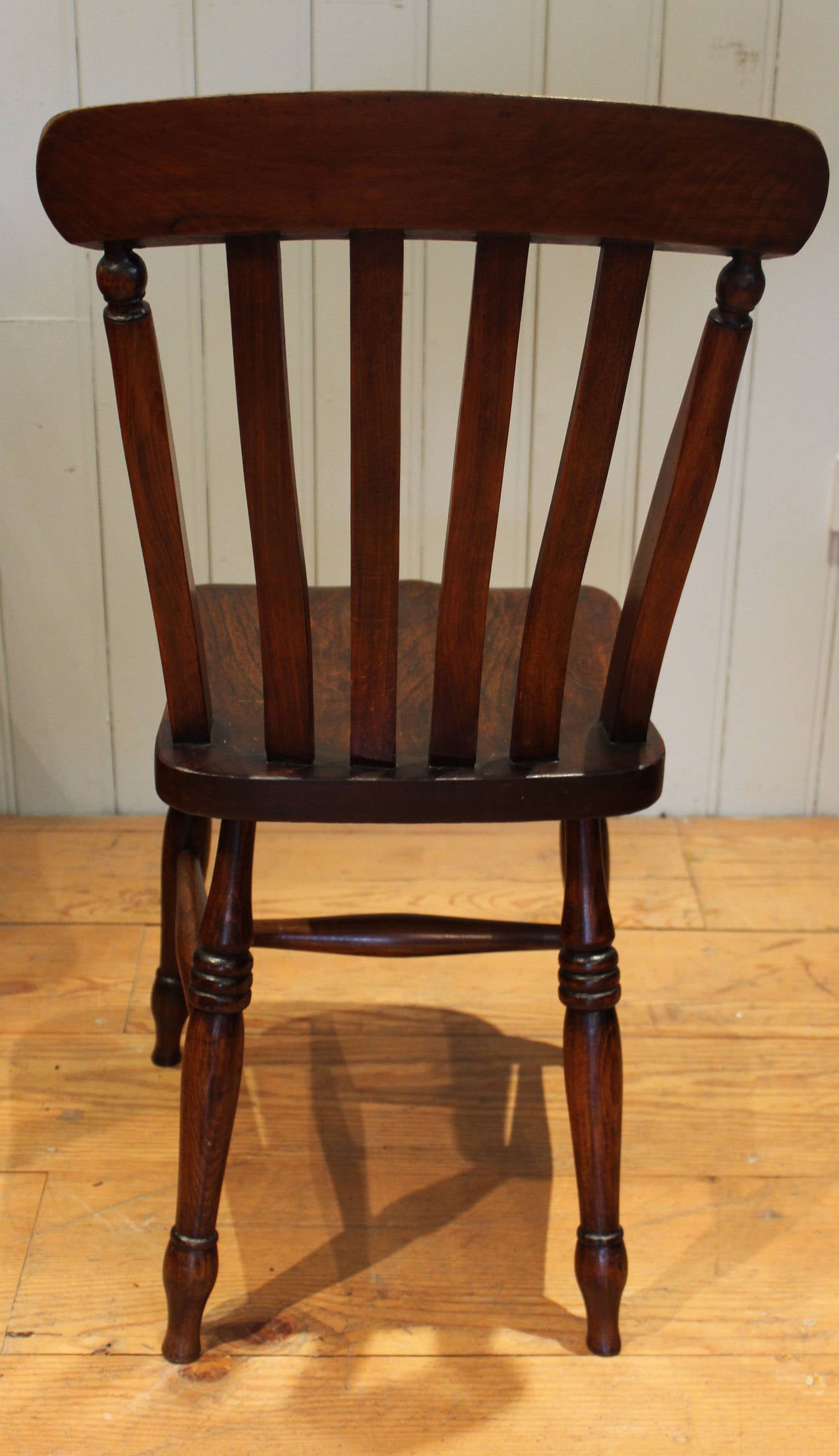 Set of Four Elm and Beech Lath Back Chairs 1