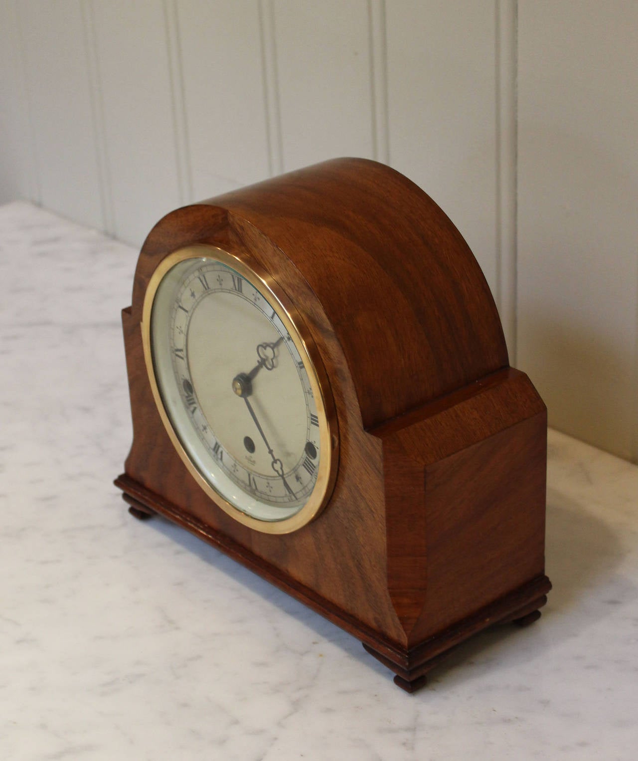 20th Century Walnut Westminster Chime Mantel Clock