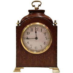 Edwardian Mahogany and Inlay Miniature Timepiece Bracket Clock