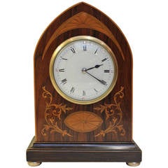 Antique Edwardian Rosewood and Inlay Lancet Timepiece Mantel Clock