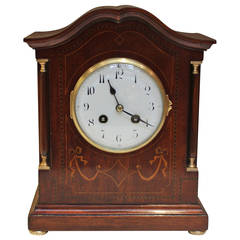Edwardian Mahogany and Inlay Striking Mantel Clock