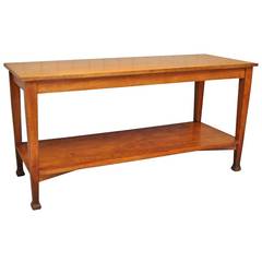 Rectangular Solid Golden Oak Two Tier Table
