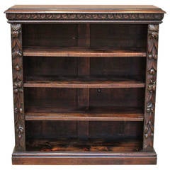 Gothic Dark Oak Open Bookcase