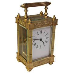 Ornate Edwardian Brass Timepiece Carriage Clock
