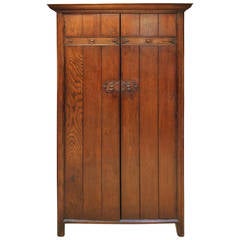 Antique Oak Arts And Crafts Hall Cupboard