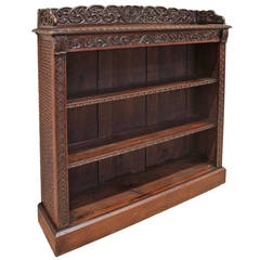 Victorian Dark Oak Open Bookcase