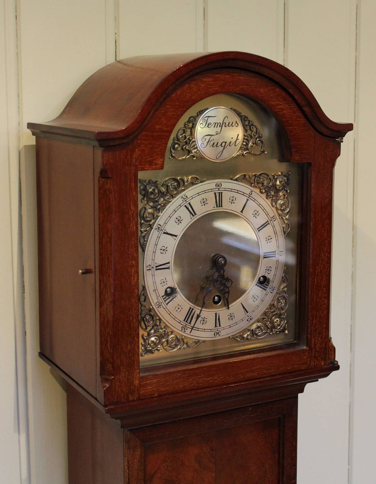 German Mahogany Westminster Chime Grandmother Clock