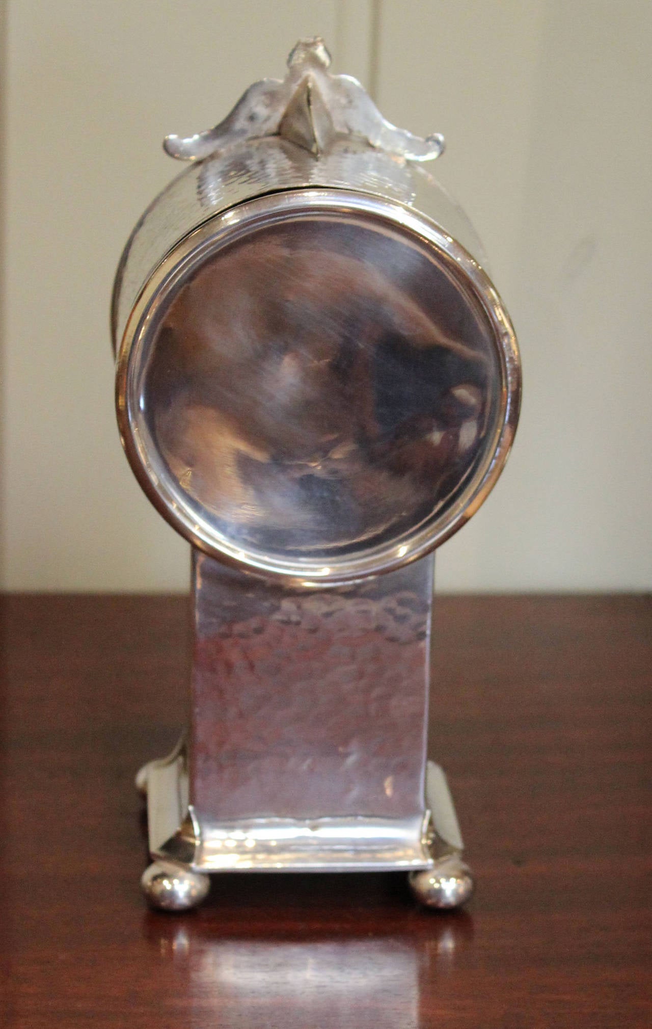Edwardian Silver Plated Pedestal Clock In Good Condition In Buckinghamshire, GB