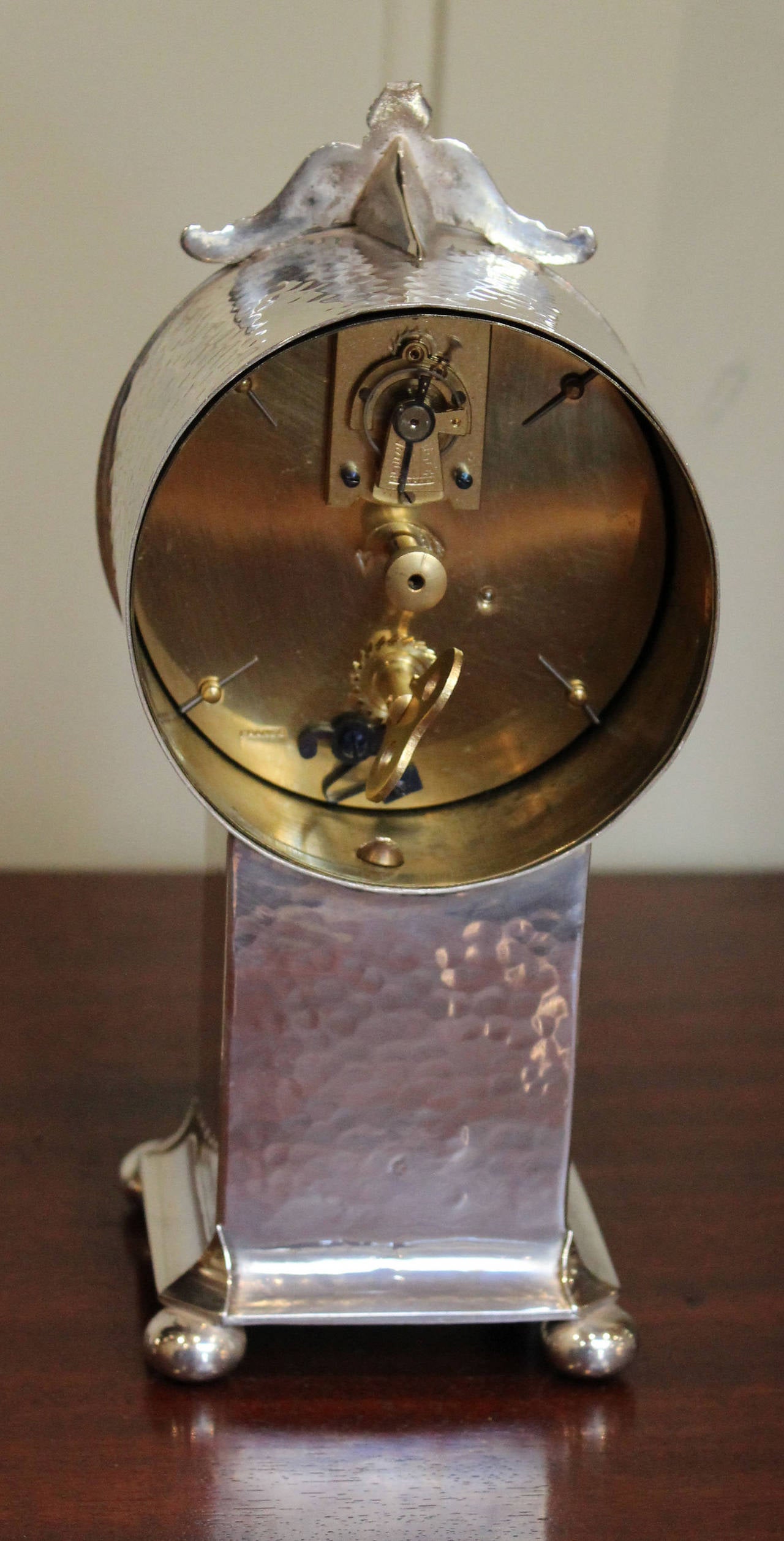 20th Century Edwardian Silver Plated Pedestal Clock