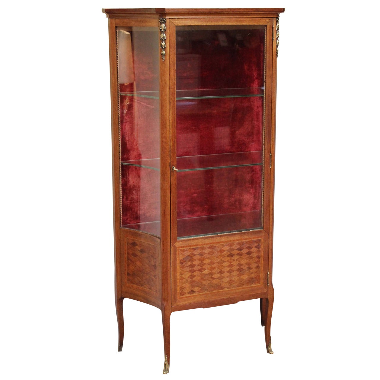 Early 20th Century French Mahogany Display Cabinet For Sale