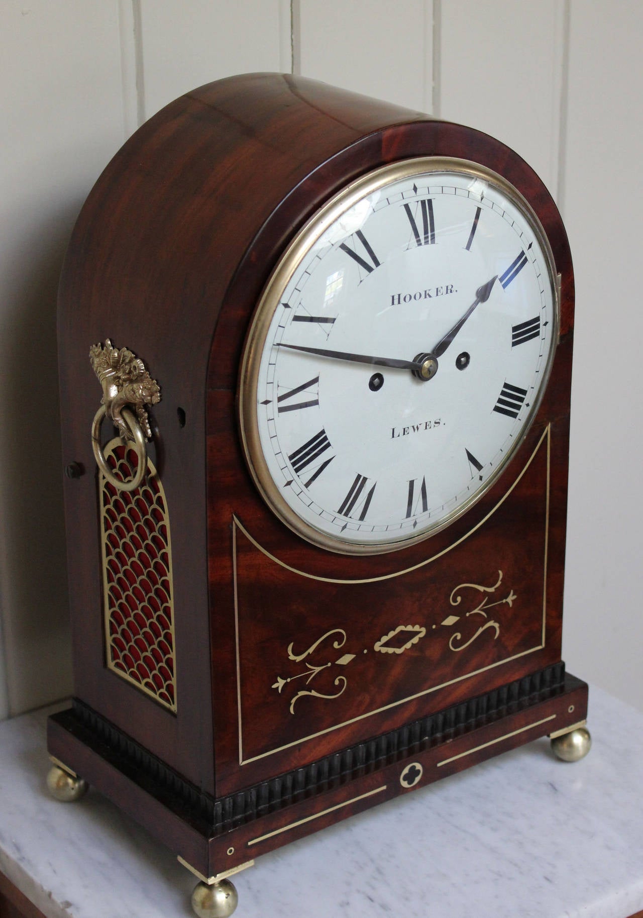 English Regency Arch Top Mahogany Bracket Clock