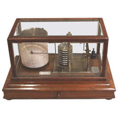 Antique Oak Case Barograph With Drawer