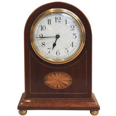 Edwardian Mahogany and Inlay Timepiece Mantel Clock