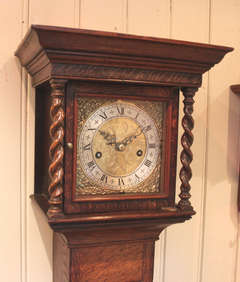 Antique Slender Oak Grandmother Clock