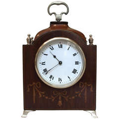 Edwardian Mahogany and Inlay Miniature Timepiece Bracket Clock