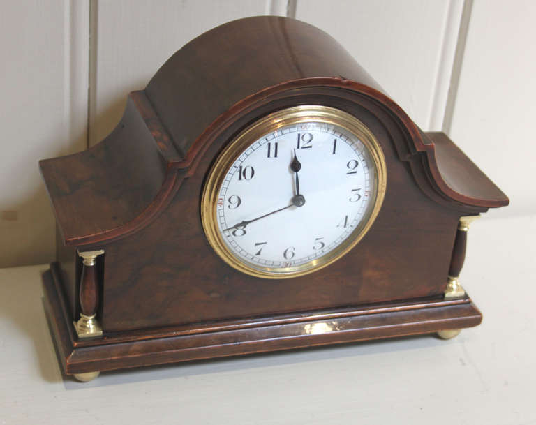 20th Century Burr Walnut Timepiece Mantel Clock