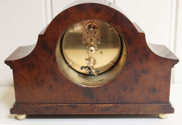 Burr Walnut Timepiece Mantel Clock 2
