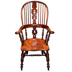 Mid 19th Century Elm And Yew Elbow Chair 