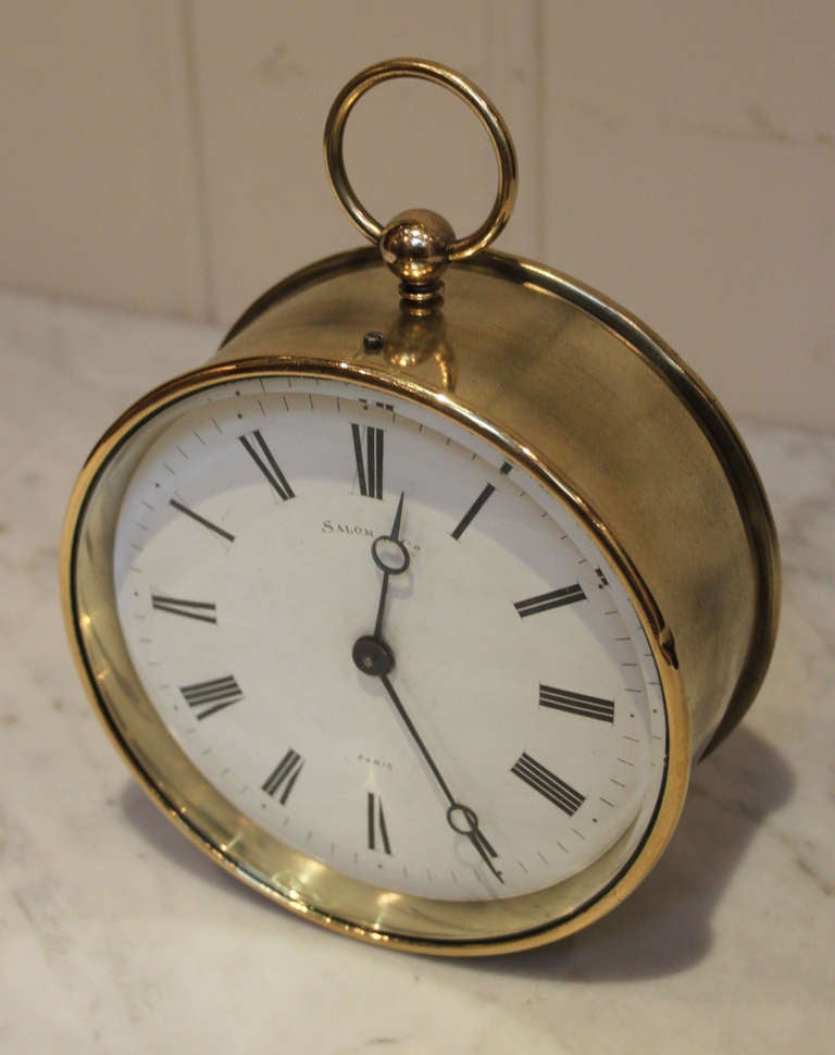 French Brass Drum Mantel Clock