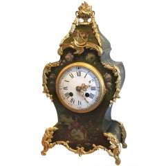 French Painted and Ormolu Mounted Mantel Clock