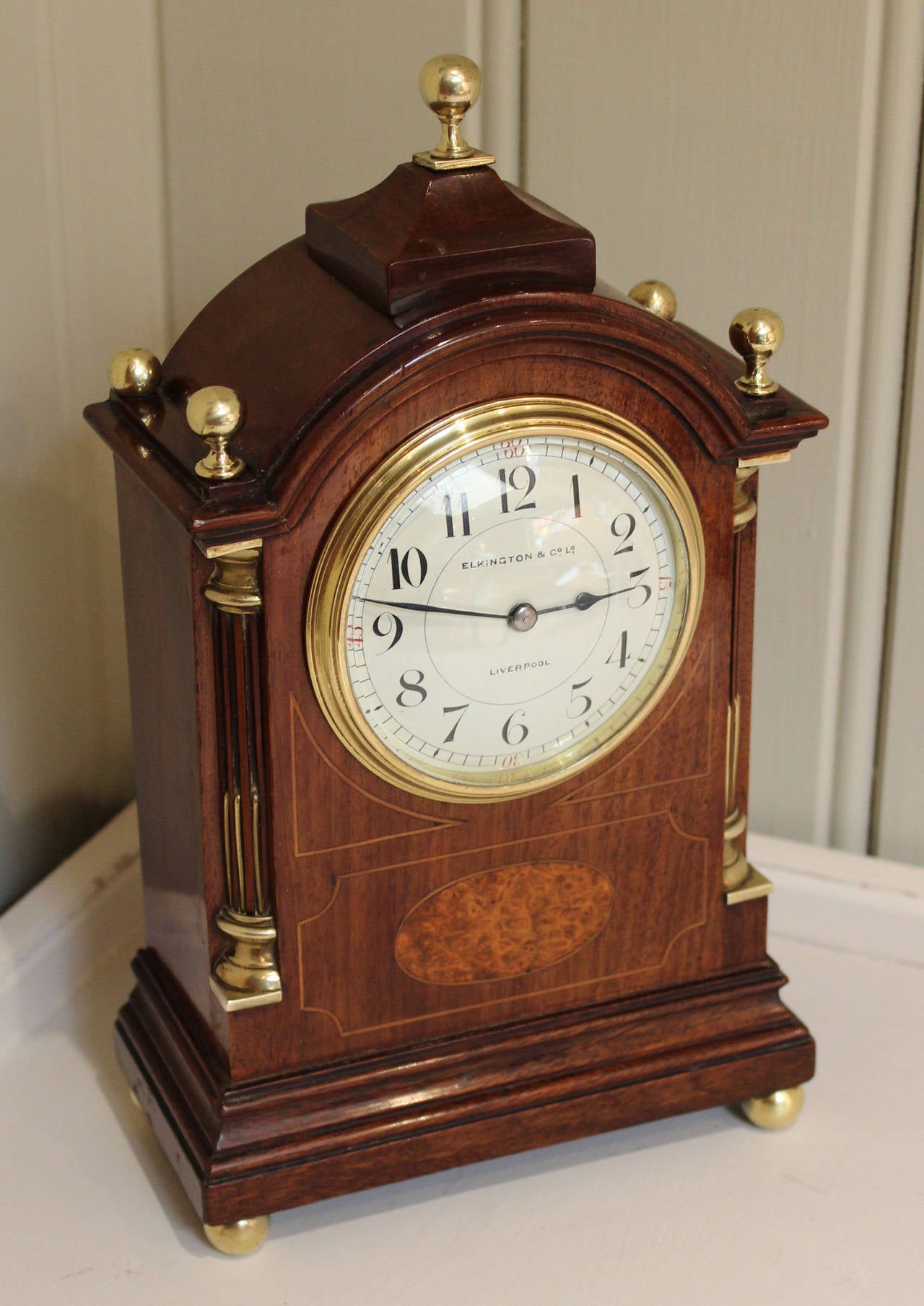 Mahogany and Inlay Miniature English Bracket Clock