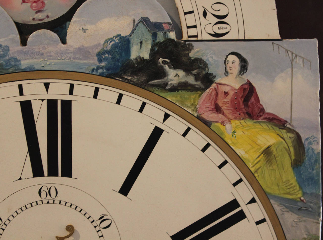 Vast Moon Roller Mahogany Longcase Clock 4