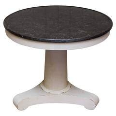 Antique Painted Circular Granite-Top Pedestal Table