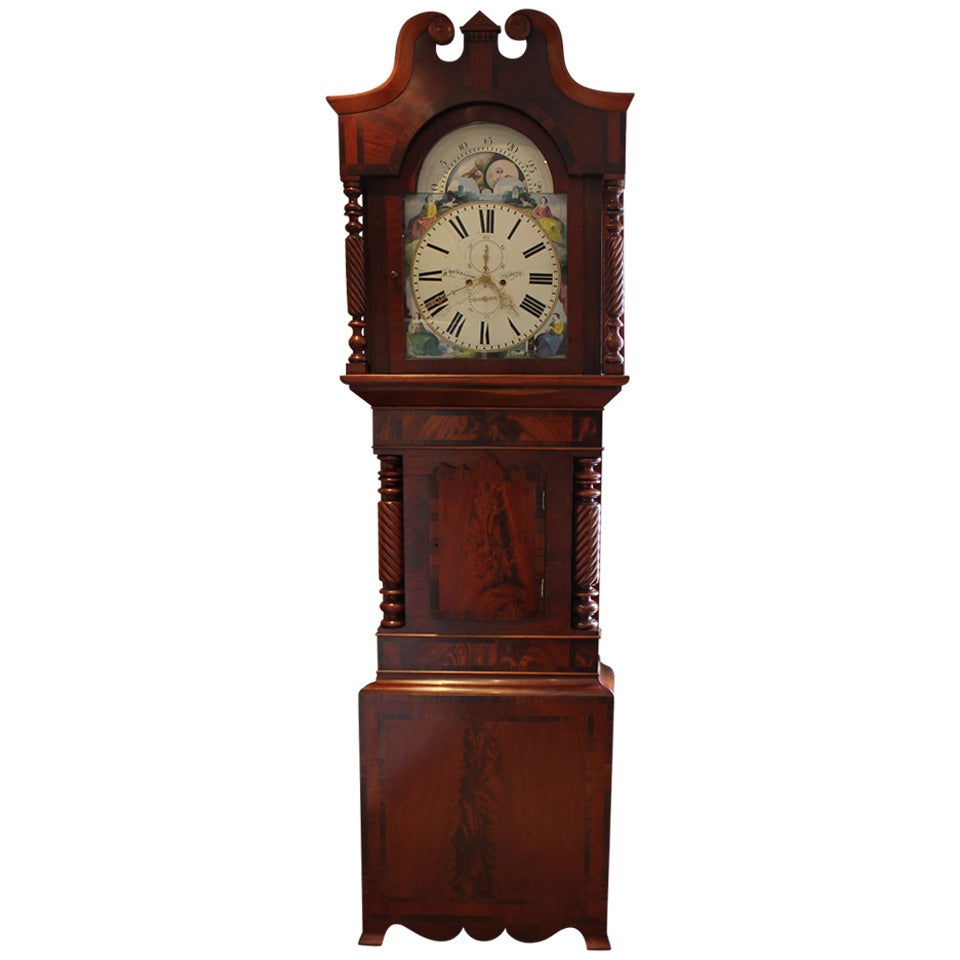 Vast Moon Roller Mahogany Longcase Clock