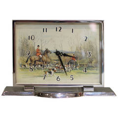 Art Deco Hunting Scene Desk Clock