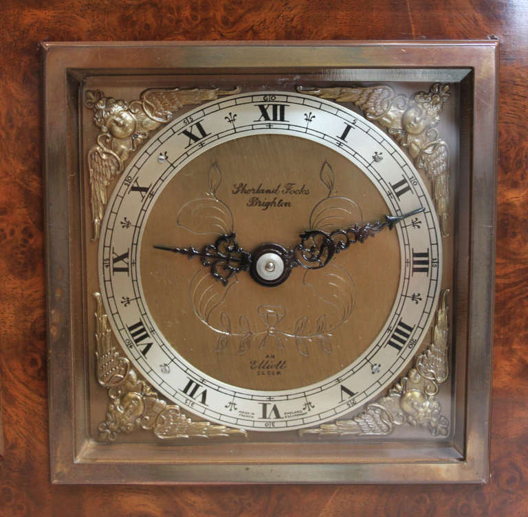 Mid-20th Century Burr Walnut Elliott Bracket Clock
