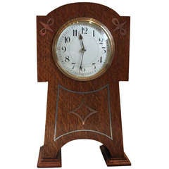 Vintage Arts and Crafts Oak Mantel Clock