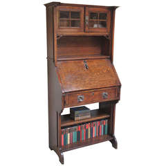 Vintage Solid Oak Arts and Crafts Bureau Bookcase