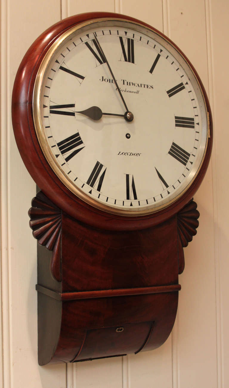 English Regency Mahogany Drop Dial Wall Clock