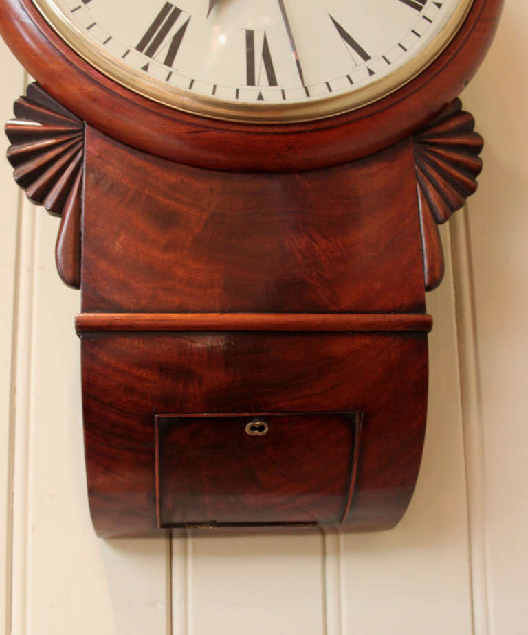 Regency Mahogany Drop Dial Wall Clock In Excellent Condition In Buckinghamshire, GB