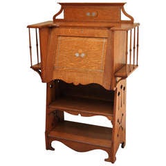 Solid Oak Arts And Crafts Fall Front Bureau