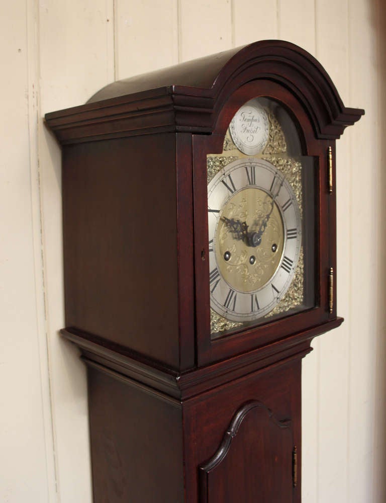 German Mahogany Westminster Chime Grandmother Clock