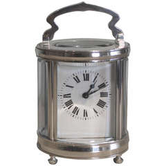 Oval Silver Plated Carriage Clock
