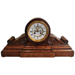 Antique Burr Walnut Drumhead Mantel Clock