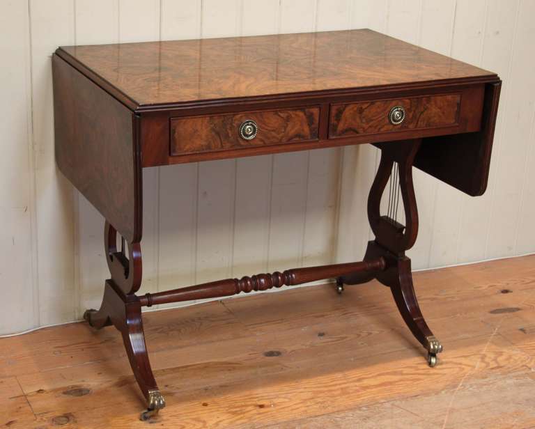 Burr Walnut Drop Leaf Sofa Table