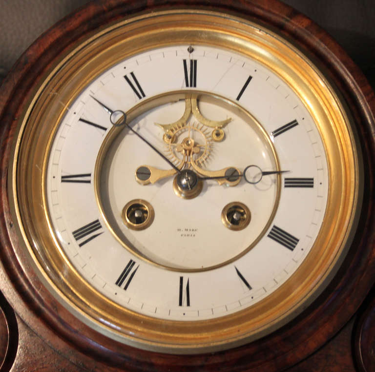 19th Century Burr Walnut Drumhead Mantel Clock