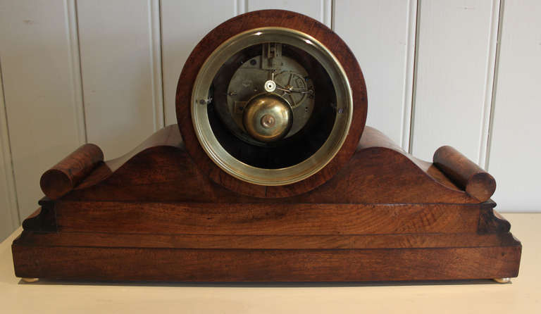 Burr Walnut Drumhead Mantel Clock 3