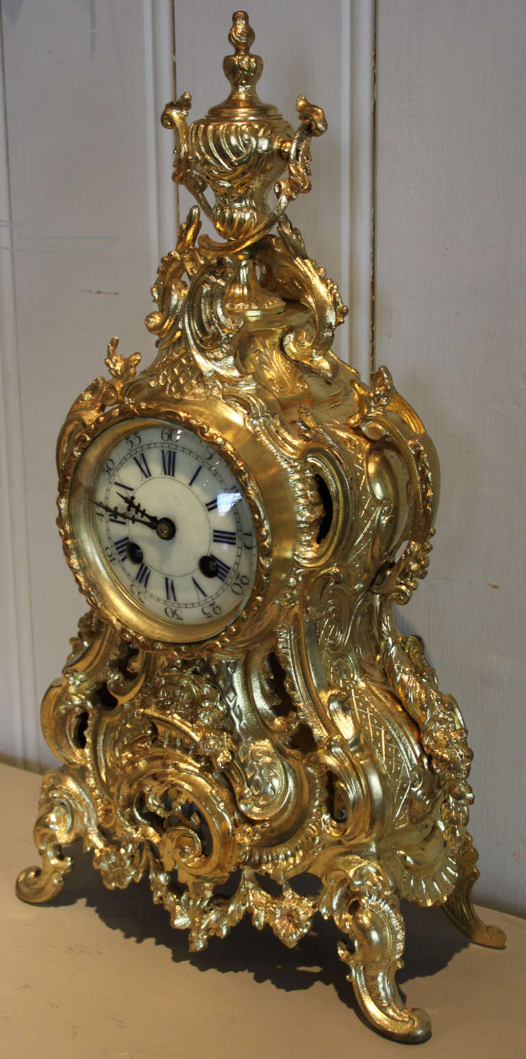 French Gilt Brass Mantel Clock In Excellent Condition In Buckinghamshire, GB