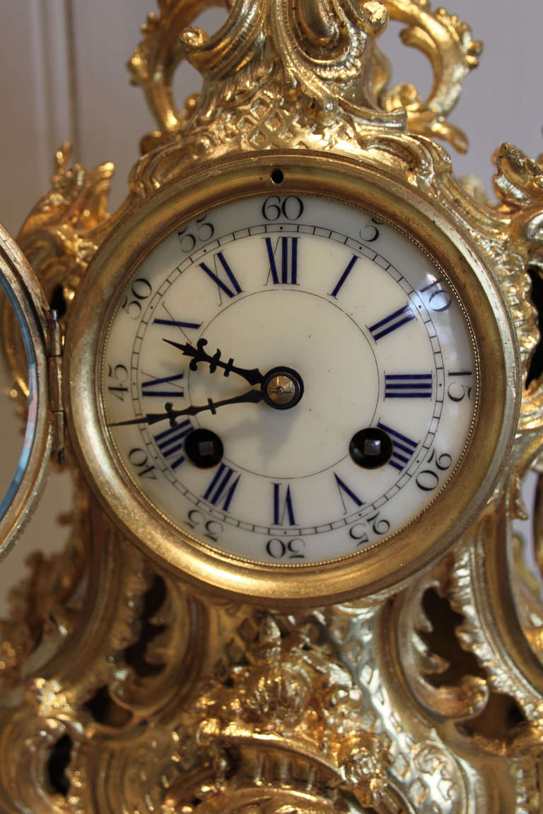 19th Century French Gilt Brass Mantel Clock