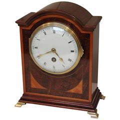 Antique Edwardian Mahogany and Inlay Mantel Clock