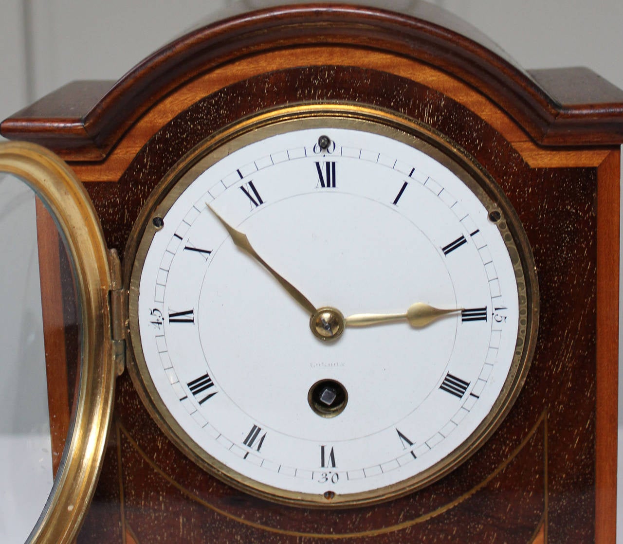 European Edwardian Mahogany and Inlay Mantel Clock